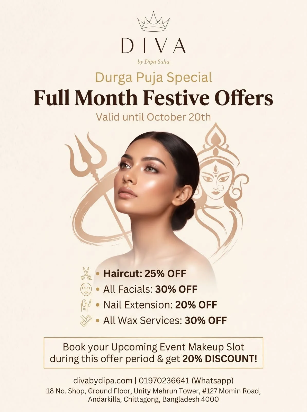 Durga Puja Festive Offers — offer poster, DIVA by Dipa Saha